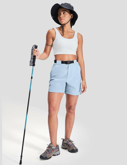 Haimont Womens Hiking Shorts 5" Zipper Pockets Quick Dry Light Blue Size M