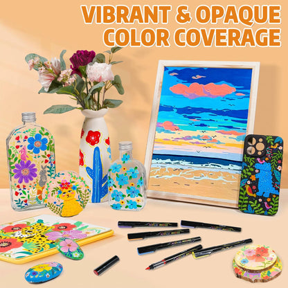 WINSONS 24 Colors Direct Liquid Ink Permanent Acrylic Markers Multi-Surface