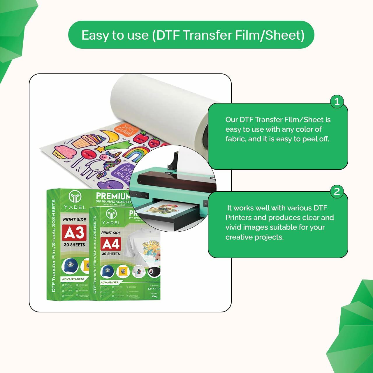 Yadel DTF Transfer Film A3 30 Pieces YL-0030 Easy Image Transfer Sheets