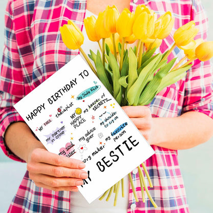 NPCSWXQ Funny Birthday Card for Bestie Friendship 4.7x7.1in with Envelope