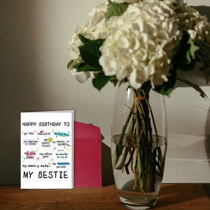NPCSWXQ Funny Birthday Card for Bestie Friendship 4.7x7.1in with Envelope