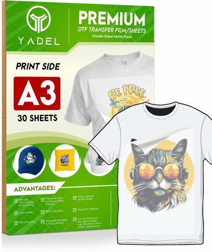 Yadel DTF Transfer Film A3 30 Pieces YL-0030 Easy Image Transfer Sheets