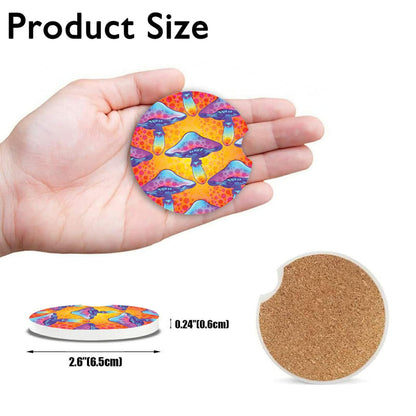 HOMETRIP Absorbent Ceramic Car Coasters Cork Back 2.56'' Sea Turtle 2pcs