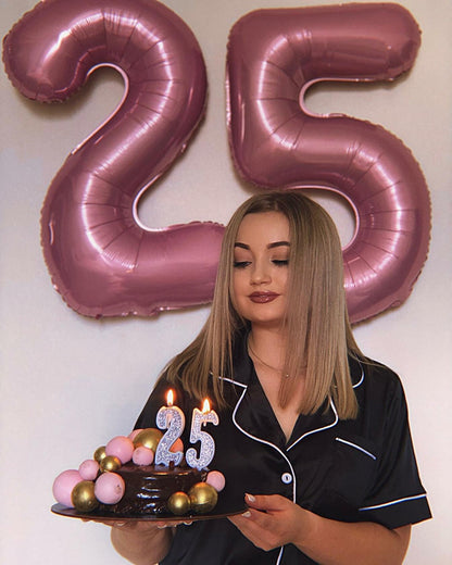 KEXINGTUO 2 Pearlescent Pink Number Foil Balloons 40 Inch Birthday Party