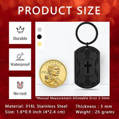 Miss Chipmunk Football Bible Verse Keychain Luke 1:37 Black Stainless Steel