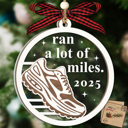 Hangwoous Marathon Runner Wooden Ornament 2 Layer Christmas Tree Sport