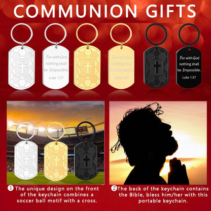 Miss Chipmunk Football Bible Verse Keychain Luke 1:37 Black Stainless Steel
