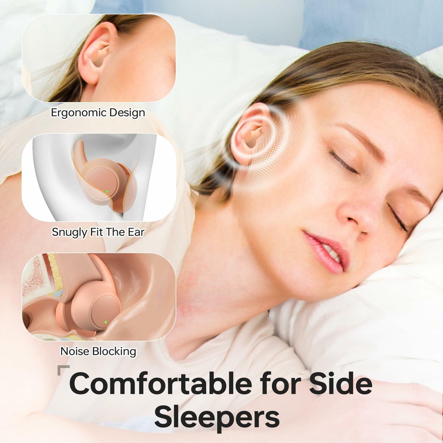 MUSICOZY Bluetooth 5.3 Sleep Earbuds Wireless Lightweight Silicone Ear Plugs