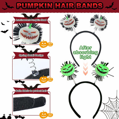 Kistreao Halloween Luminous Pumpkin Headband Glow Dark C-Pumpkin 1Pc Size M
