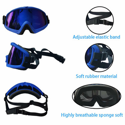 GDSanlian Dog Sunglasses UV-Proof Windproof Adjustable Strap Black Red L