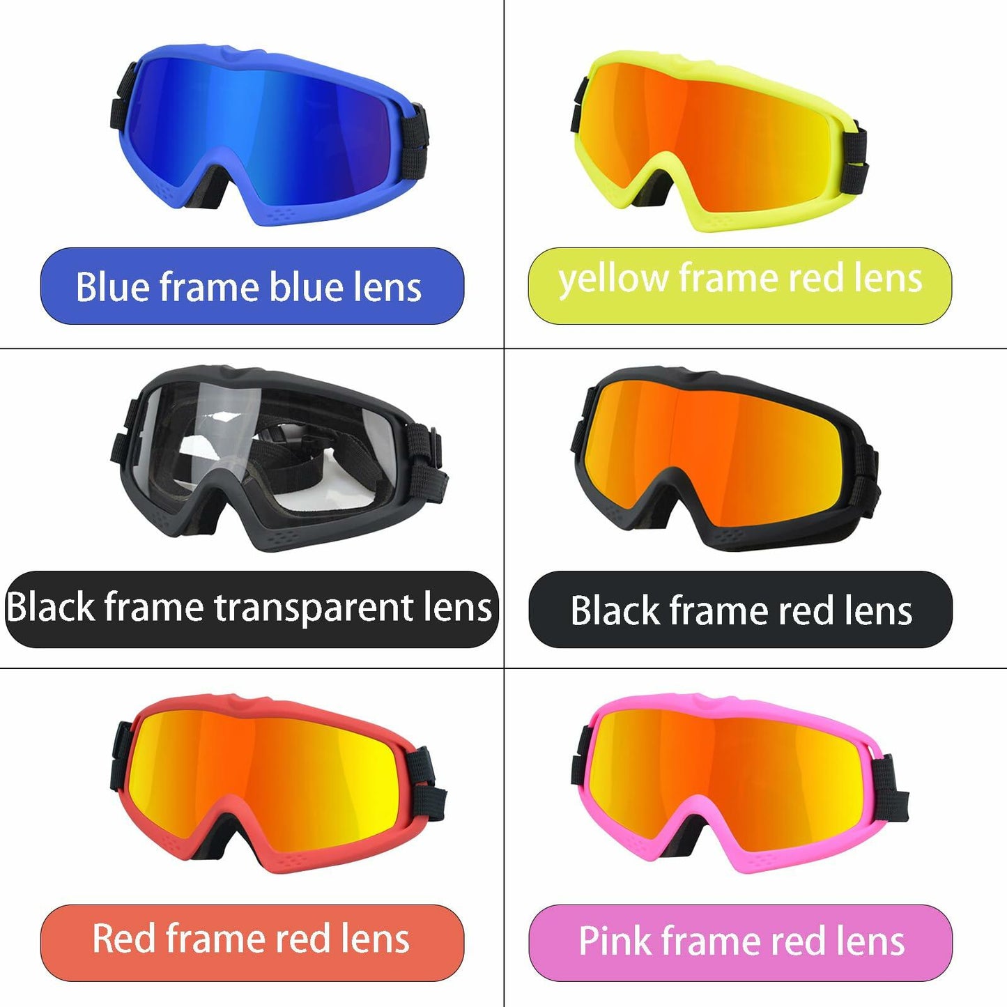 GDSanlian Dog Sunglasses UV-Proof Windproof Adjustable Strap Black Red L