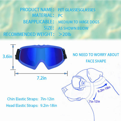 GDSanlian Dog Sunglasses UV-Proof Windproof Adjustable Strap Black Red L