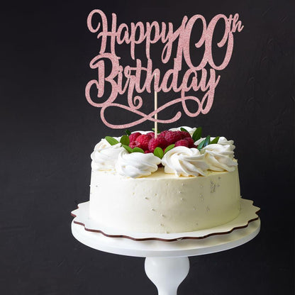 Qertesl Happy 75th Birthday Cake Topper Rose Gold Paper 1 Item Party Decor