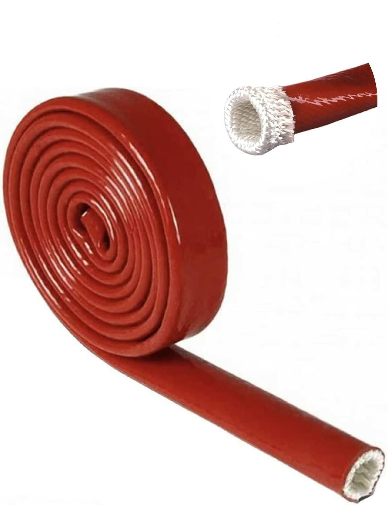 Ummickl 1" ID Silicone Coated Fiberglass Heat Sleeve 3.3ft Red