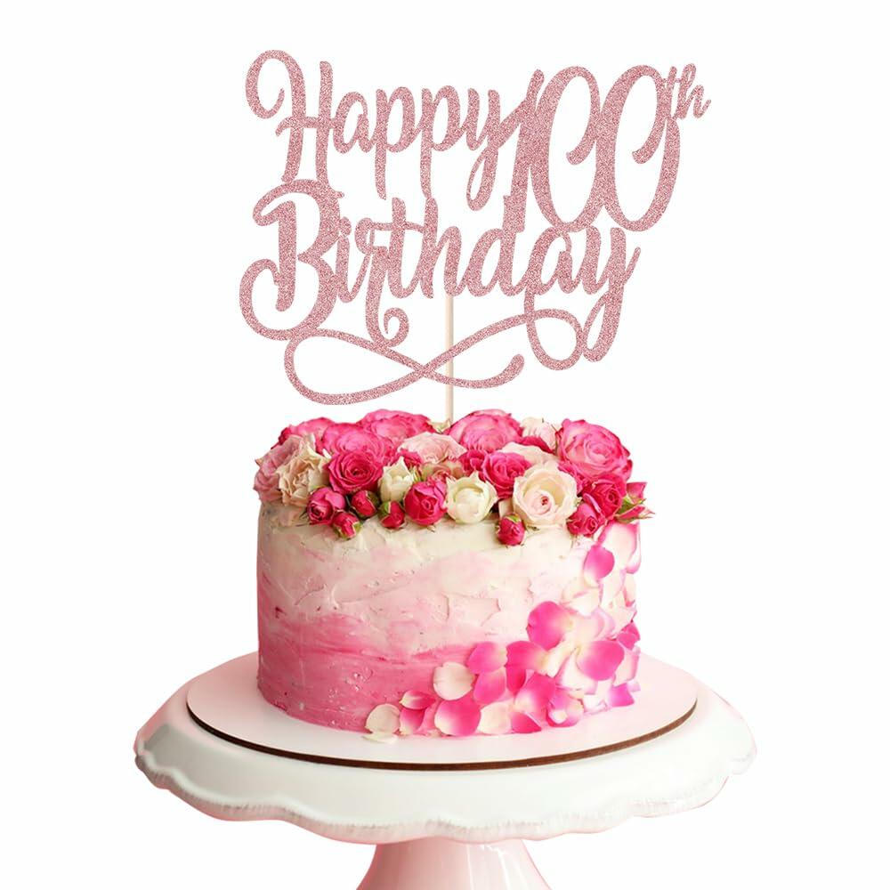 Qertesl Happy 75th Birthday Cake Topper Rose Gold Paper 1 Item Party Decor