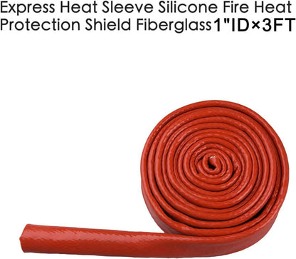 Ummickl 1" ID Silicone Coated Fiberglass Heat Sleeve 3.3ft Red