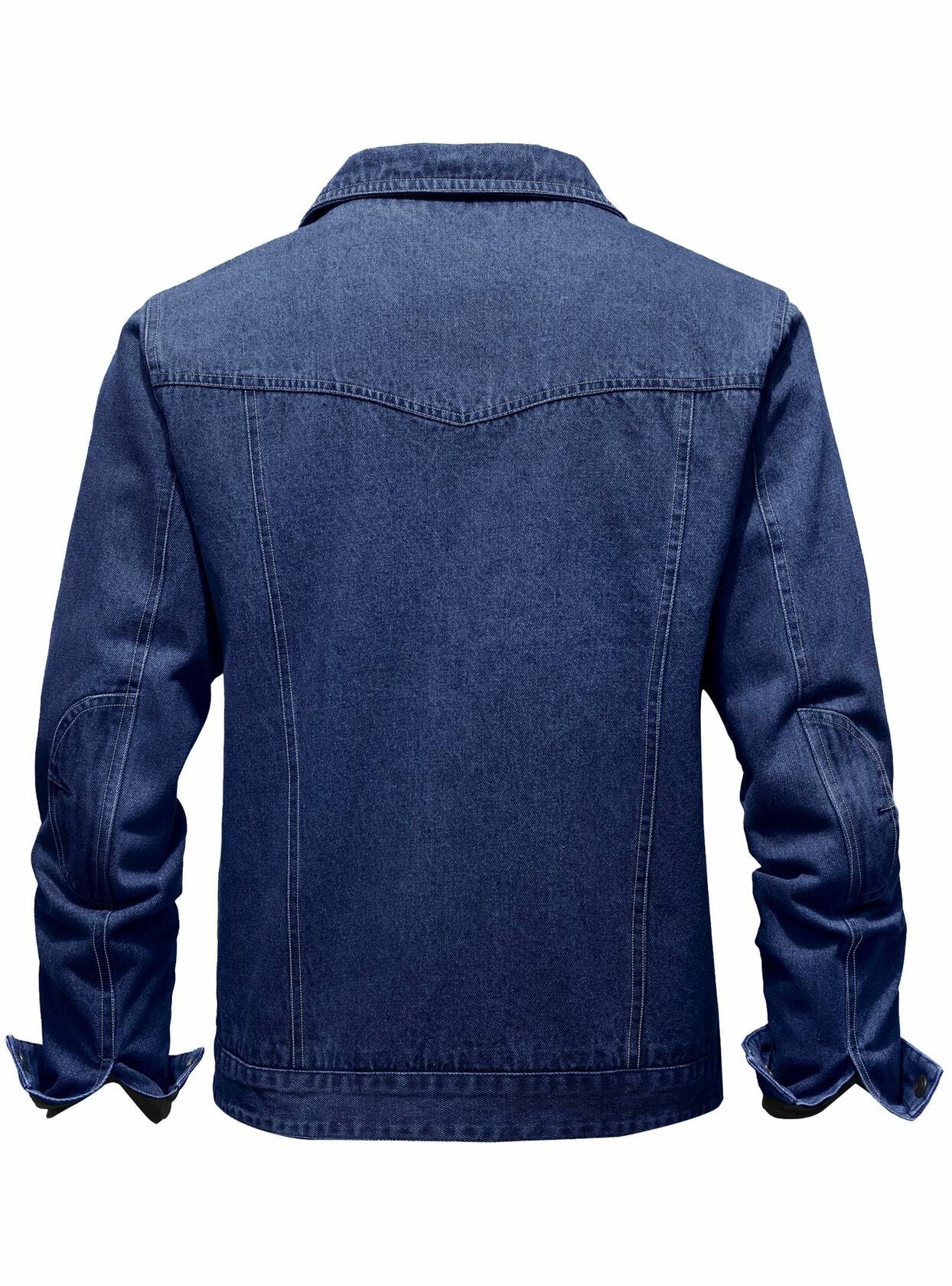KAVIANA Men's Denim Jacket Flannel Lined Snap Closure Navy Blue Size XX-L
