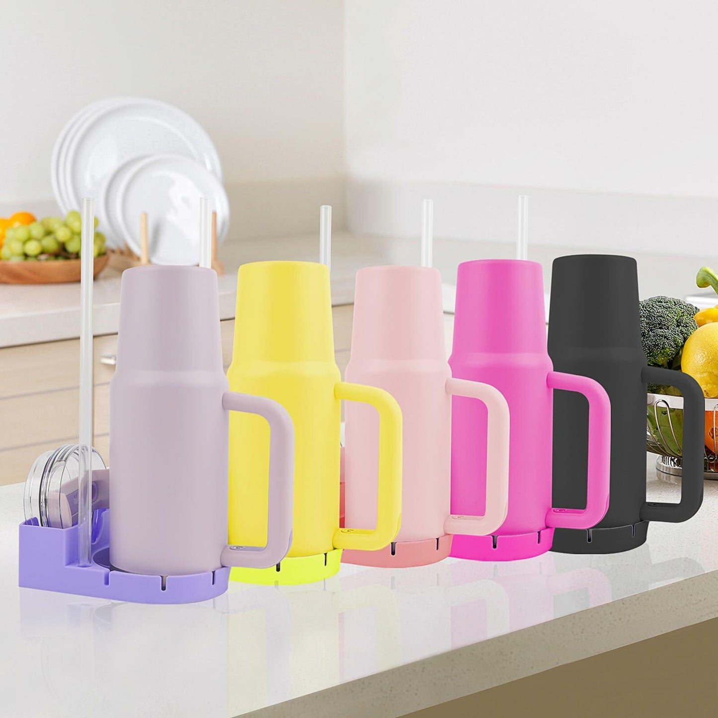 SISAYWEY Silicone Water Bottle Drying Rack Stanley 20/30/40oz Cups Purple 1Pc