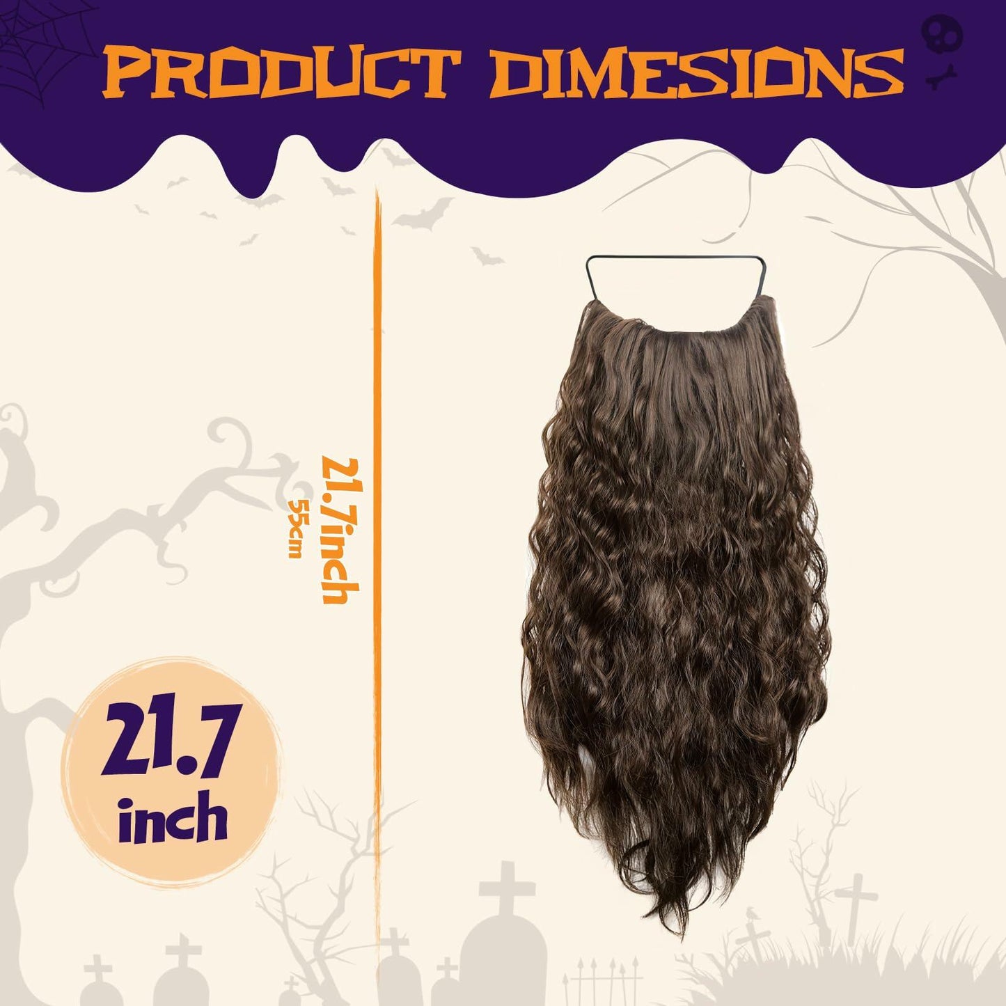 UQJE Long Curly Brown Wizard Beard Adult Cosplay Halloween One Size