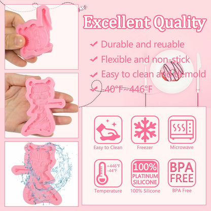 ICNYEKl 5 Pcs Cartoon Chocolate Fondant Silicone Molds Cake Decor Baking