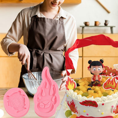 ICNYEKl 5 Pcs Cartoon Chocolate Fondant Silicone Molds Cake Decor Baking