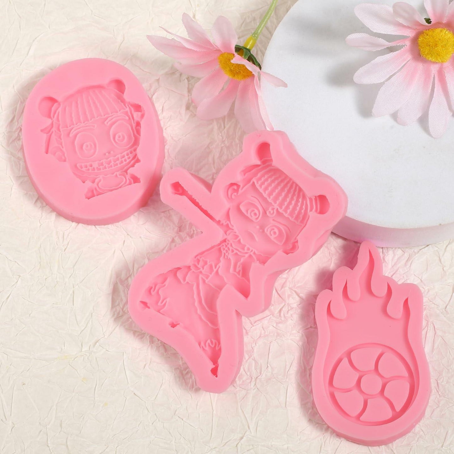 ICNYEKl 5 Pcs Cartoon Chocolate Fondant Silicone Molds Cake Decor Baking