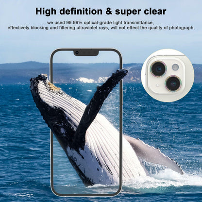 ZQCFKJ iPhone 16/16 Plus Tempered Glass Camera Lens Protector Glitter Colorful