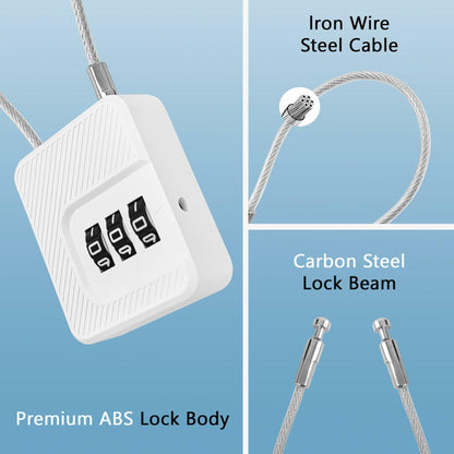 Coipdfty 3-Digit Combination Lock with Flexible Steel Cable Waterproof Black 1