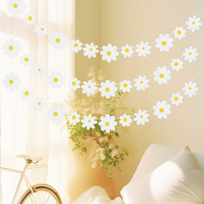 YQQYG Daisy Banner Garland 4 PCS White Paper Party Decor