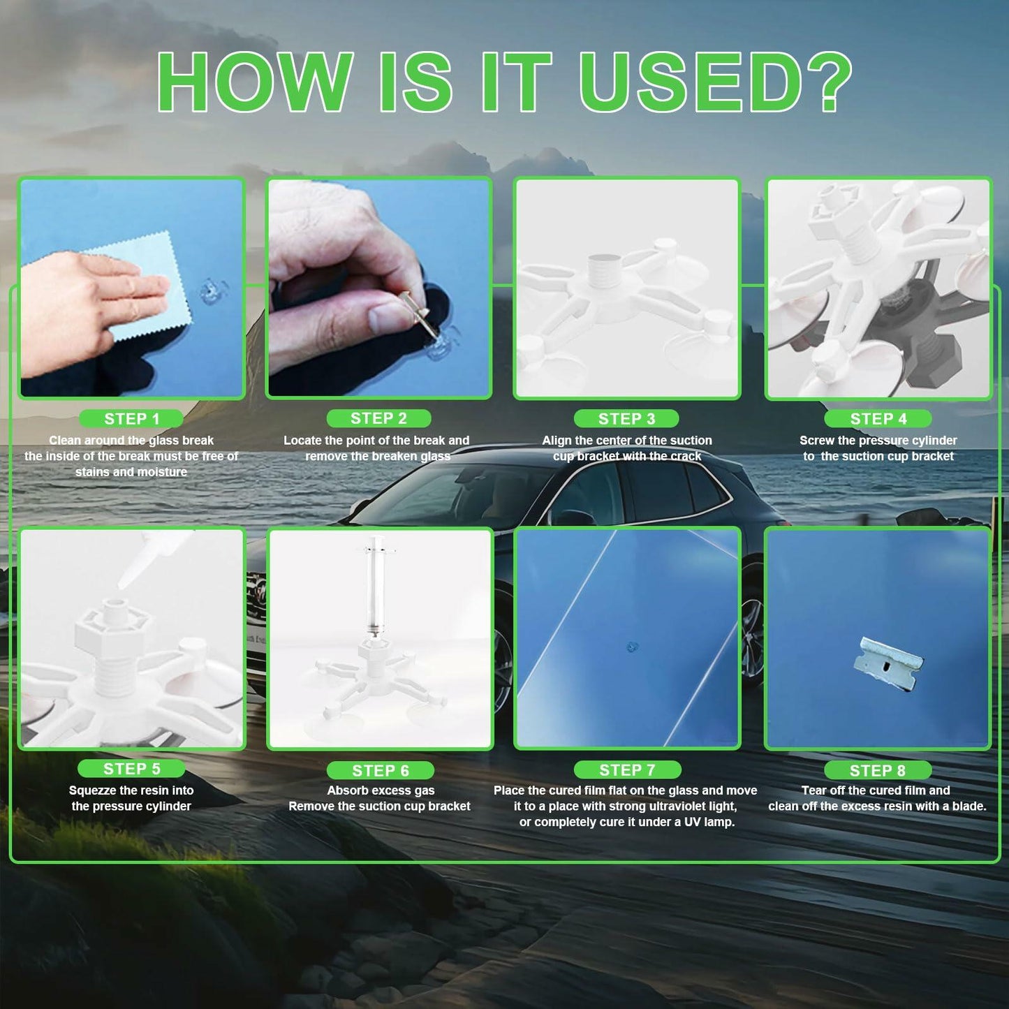 DBIGQ Windshield Repair Kit Auto Glass Crack Chip Fix Liquid All-in-One
