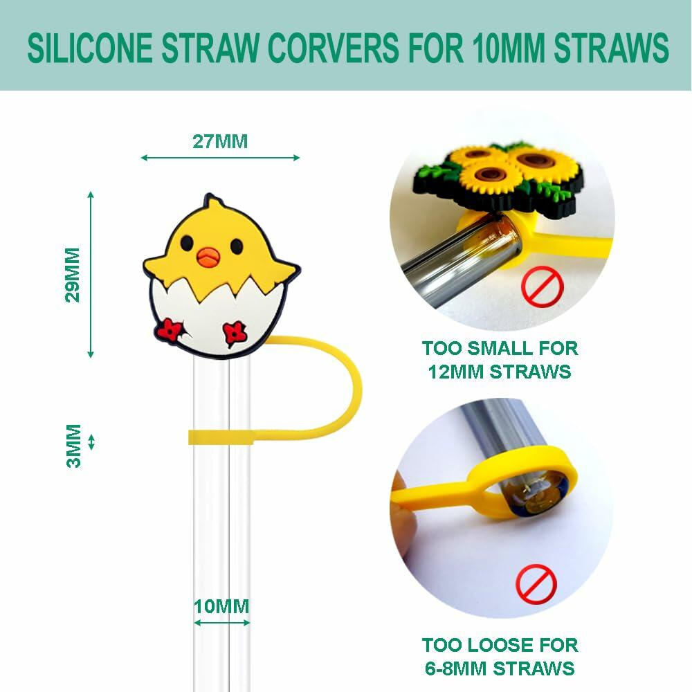 STRACOUPI Silicone Straw Covers for Stanley Cup 2PCS Black Reusable