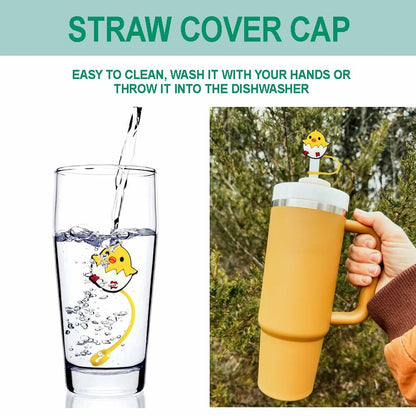 STRACOUPI Silicone Straw Covers for Stanley Cup 2PCS Black Reusable