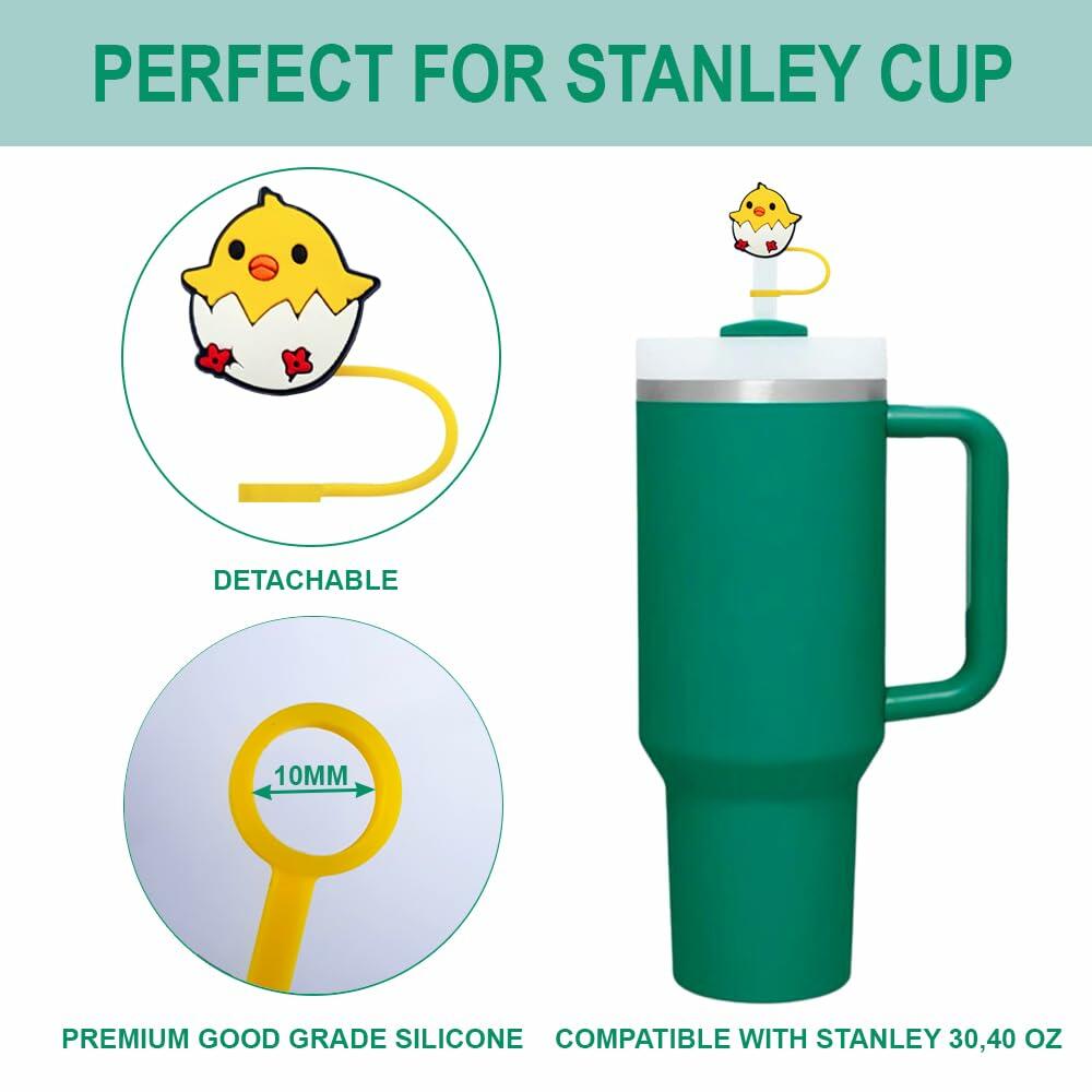 STRACOUPI Silicone Straw Covers for Stanley Cup 2PCS Black Reusable