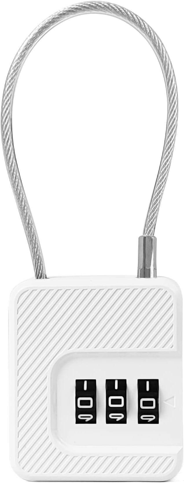 Coipdfty 3 Digit Combination Lock Flexible Steel Cable Waterproof White 2 Pack