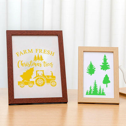 Suartus Christmas Stencils 16pcs Pine Trees Snowflake Elk Santa Reusable