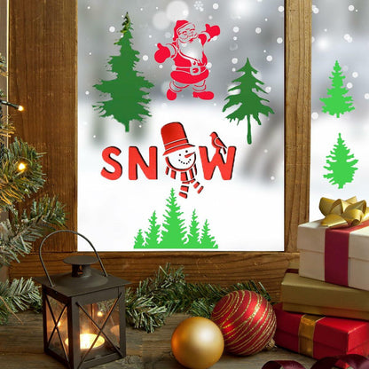Suartus Christmas Stencils 16pcs Pine Trees Snowflake Elk Santa Reusable