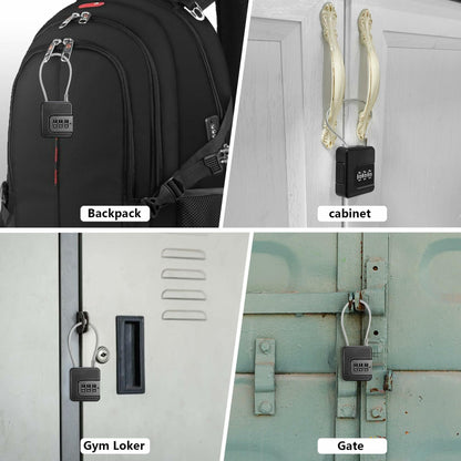 Coipdfty 3-Digit Combination Lock Flexible Steel Cable Waterproof Black 2-Pack