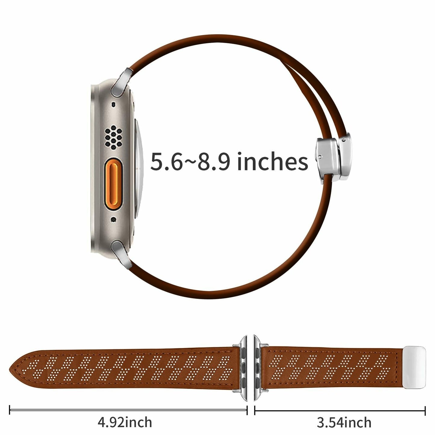 Limque Magnetic Genuine Leather Watch Band for Apple Watch 38-49mm