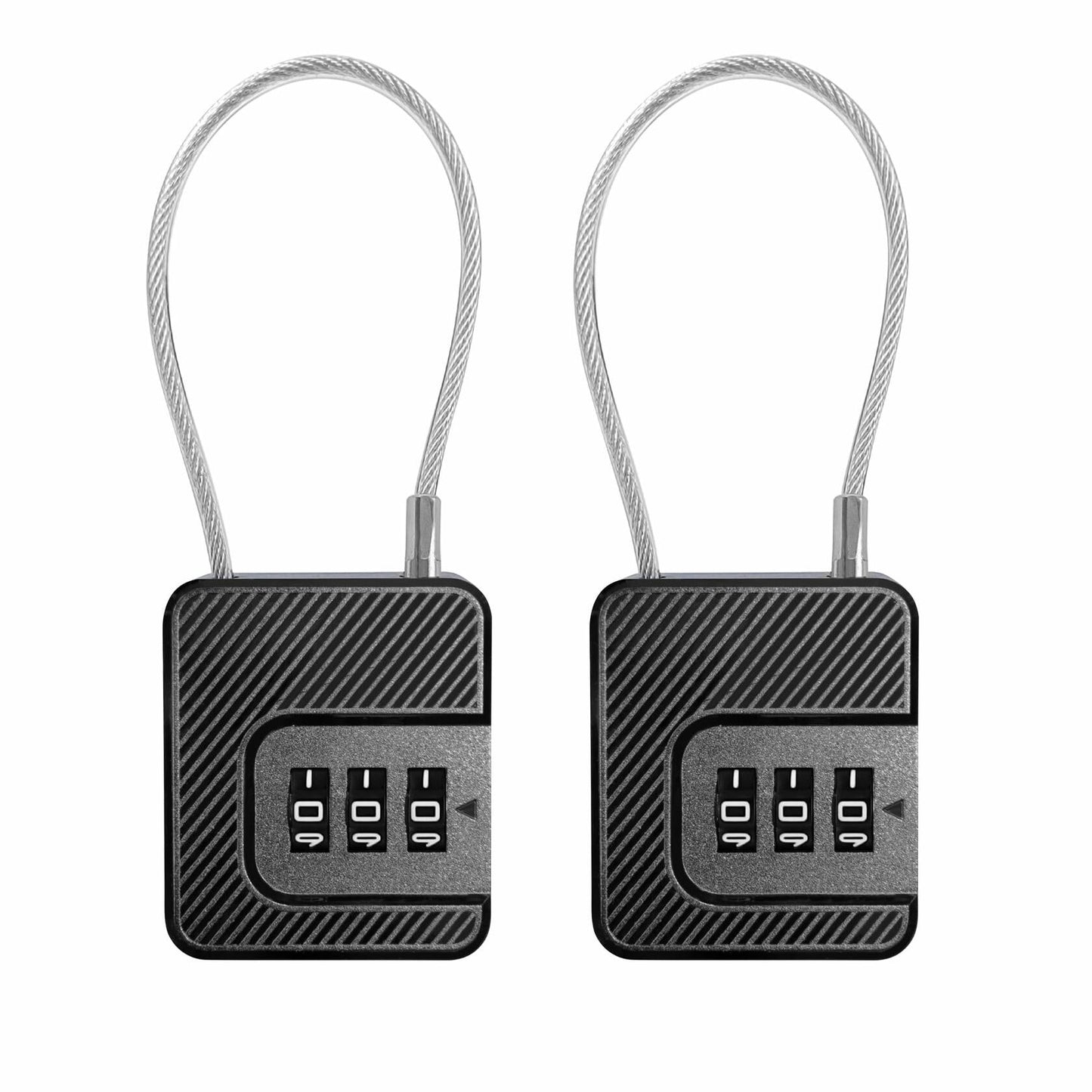 Coipdfty 3-Digit Combination Lock Flexible Steel Cable Waterproof Black 2-Pack
