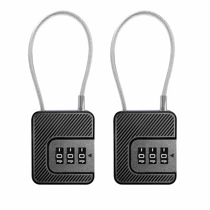 Coipdfty 3-Digit Combination Lock Flexible Steel Cable Waterproof Black 2-Pack