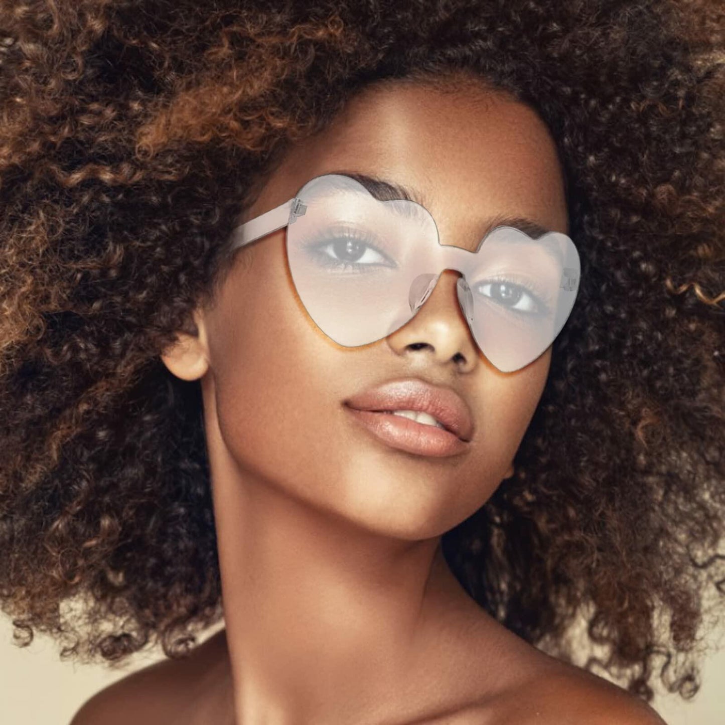 MGupzao 8 Pack Heart Shaped Sunglasses Frameless Black & Translucent