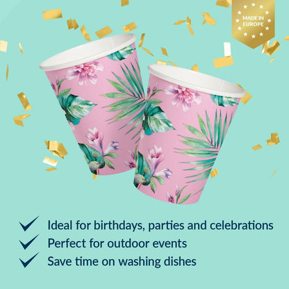 PAW Decor Collection Disposable Paper Cups 8.5oz 50-Pack Pink Floral