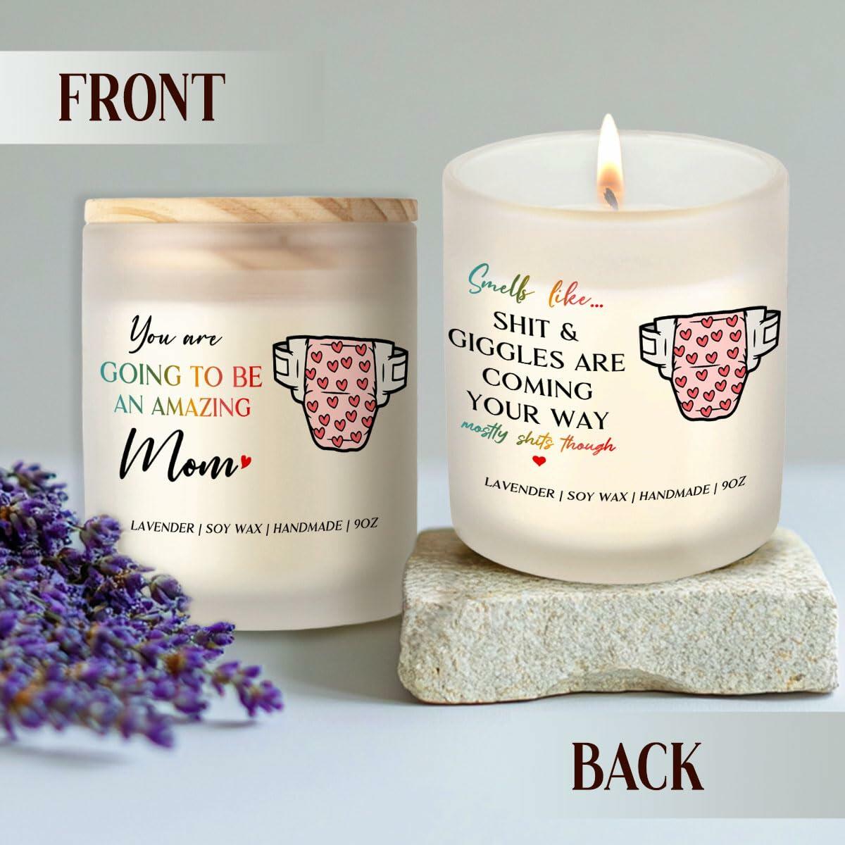 DOSINY Lavender Scented Candle 9Oz Soy Wax Gift for New Mom Funny Expecting