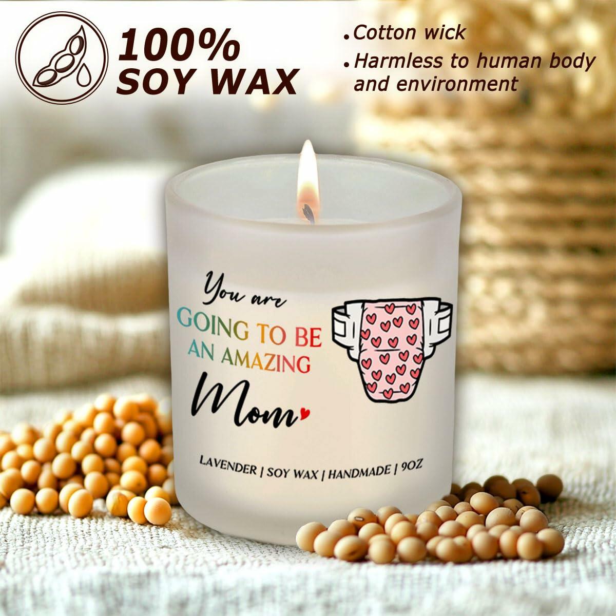 DOSINY Lavender Scented Candle 9Oz Soy Wax Gift for New Mom Funny Expecting