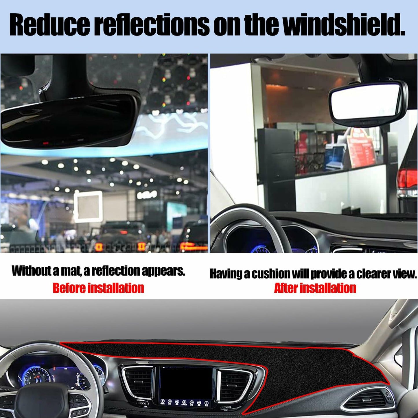 Dash Cover Audi Q5 2009-2025 Black Polyester Flannel Dashboard Protector