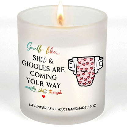DOSINY Lavender Scented Candle 9Oz Soy Wax Gift for New Mom Funny Expecting