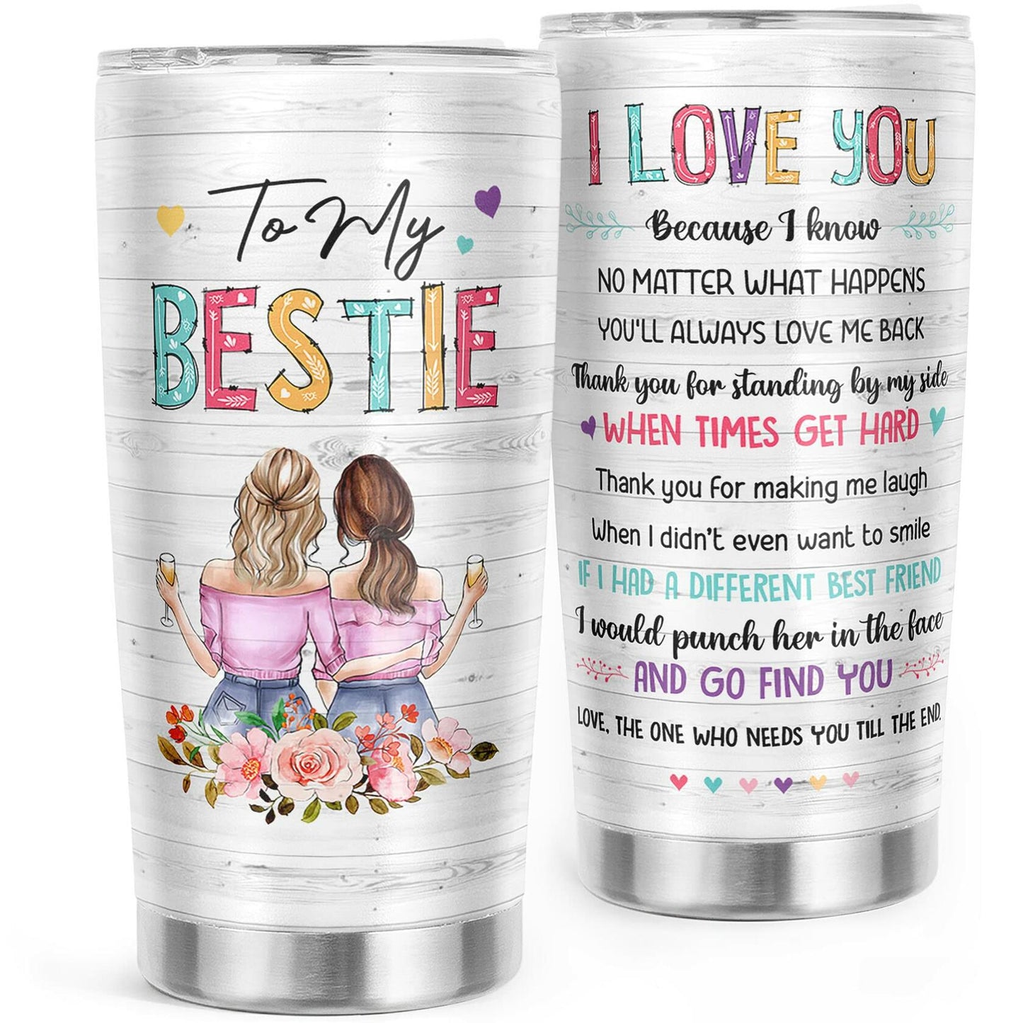 Pawzity 20 Oz White Stainless Steel Coffee Tumbler Gift for Women Friends