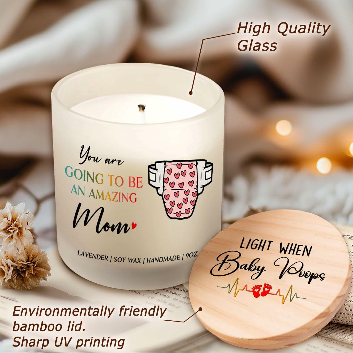 DOSINY Lavender Scented Candle 9Oz Soy Wax Gift for New Mom Funny Expecting