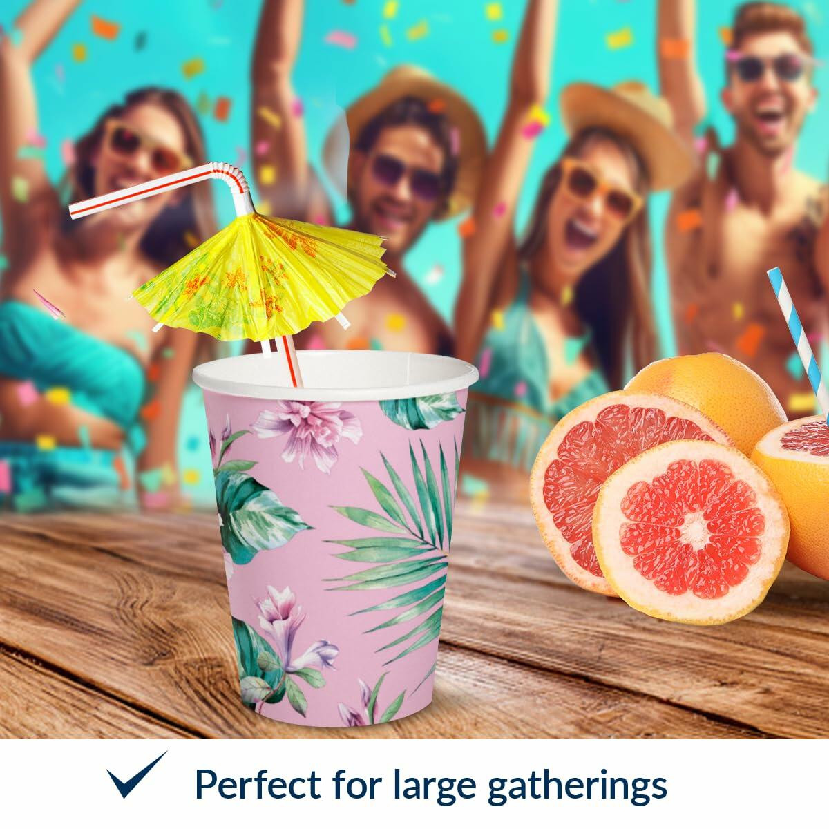 PAW Decor Collection Disposable Paper Cups 8.5oz 50-Pack Pink Floral