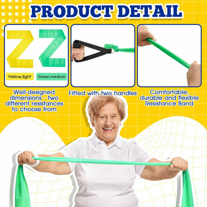Relaxgiant 2pcs Resistance Bands with Handles Chair Exercise Yellow Green